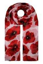Large Red Poppy Print Floral Ladies Fashion Scarf Wrap Sarong Warm Soft Long New