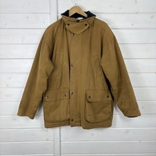 PG FIELDS Waxed Jacket Mens Size Large Beige Field Hunting Shooting Barn Chore