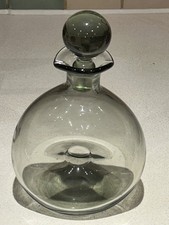 MCM Holmegaard Danica Smoked Glass Dougnut Double Spout Decanter Per Lutken 9.5"