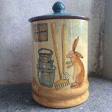 Vintage Marks & Spencer Home ~ Hand Painted Decorated Rabbits ~ storage jar
