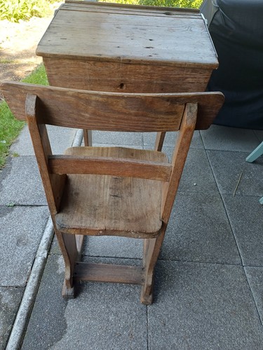 Vintage wooden school desk old - vintage,
