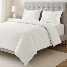 Lane Linen 100% Cotton Single Duvet Cover Set White - Pre-Washed, Eco-Friendly,