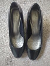 M&S Black Leather Patent Heels Size 5
