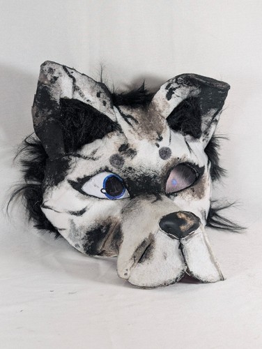 Handmade white black wolf dog - white,