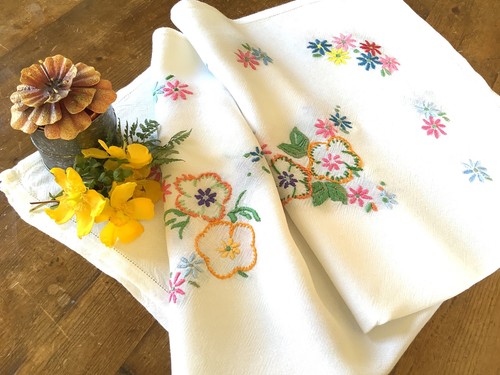 Vintage hand embroidered white - vintage,
