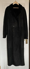 BNWOT Nicole Farhi 100% Sheepskin Full Length Black Coat Size M (57.5in Long)