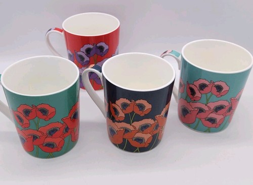 Field poppy mugs - 4x,
