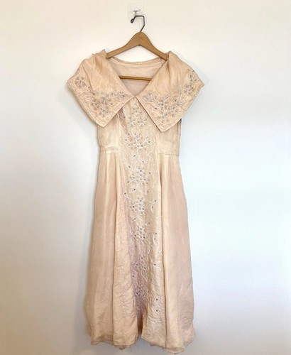 Antique 1910s silk dress pink - silk,