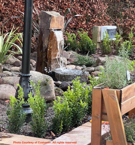 Two part basalt water fountain