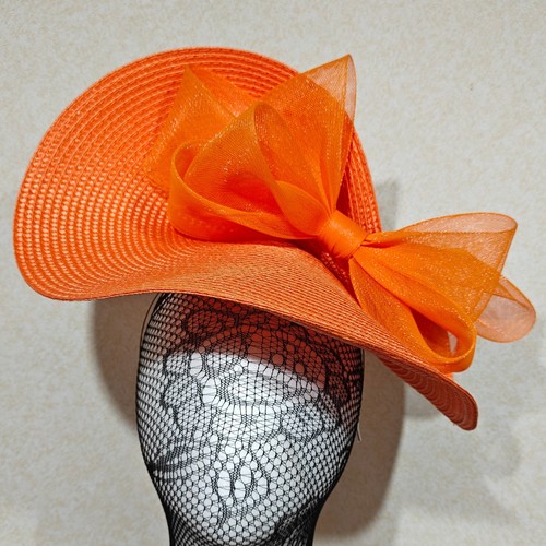 Orange straw fascinator - orange,