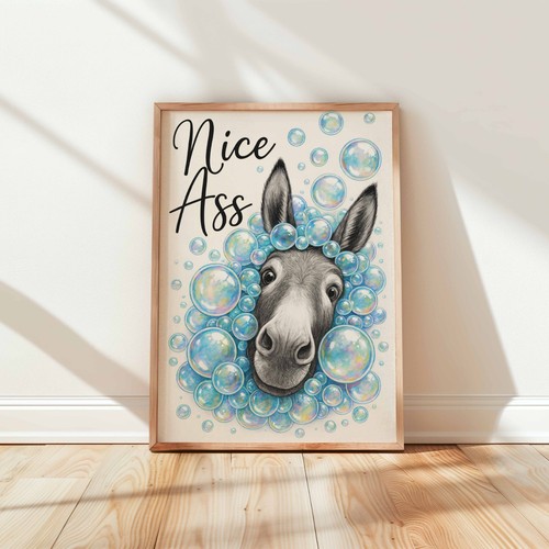 Funny donkey wall art print - funny,