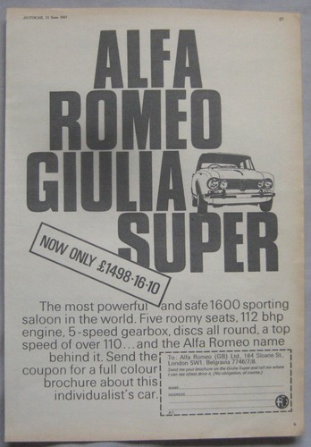 1967 alfa romeo giulia super - giulia,