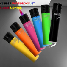 CLIPPER WINDPROOF JET FLAME NEON LIGHTER Refillable Adjustable Assorted Colours