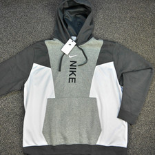 Nike Color Block Hoodie Sweatshirt Grey White mens XXL center swoosh jumper NWT