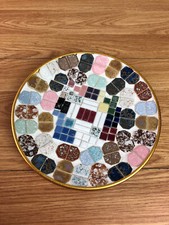 Japanese Hand Made Mosaic Plate With Gold Metallic Back 8 2/8" Diameter 