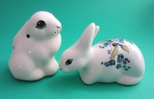2 Vintage Bunny Rabbit Pomanders. Novelty Ceramic Pot Pourri Containers