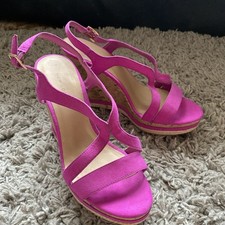 New Look Cerise Hot Pink Wedges Shoes Sandals Open Toe Party Summer Size 7 EU 40