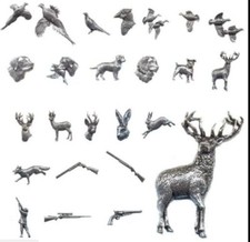 Bisley Pewter Lapel Pin Badge Pheasant Grouse Stag Dog Shooting Hunting Gift Tie