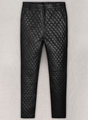 New men black leather pant - new,