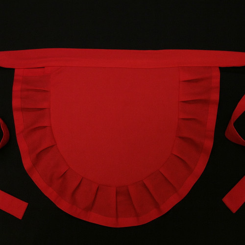 Red frilly apron pinny 50s - frilly,