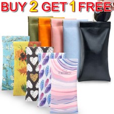 Magnetic Glasses Case With Spring Top - Soft Leather Case Pouch For Sunglasses