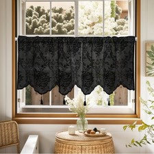 Tassel Tulle Window Half Curtains White Lace Floating Valance  for Home Deco
