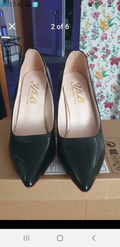 Ladies black high heeled shoes - high,