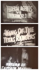 3 REPUBLIC SERIAL CINEMA TRAILERS  1940S SUPER 8 B/W SOUND 200FT CINE 8MM FILM