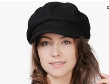 Ladies Black Fancet Baker Boy