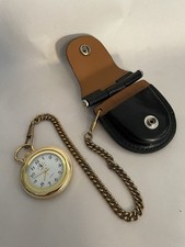 Hollywood POLO Country Club Pocket Watch On Chain In Leather Case - Untested