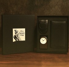 Men’s Travel Gift Set Alarm Clock Genuine Leather Passport & Card Holder Black