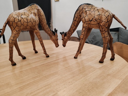 Pair leather giraffe - pair, of