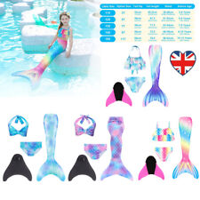 Kids Mermaid Tails Girl Swimmable Monofin Swimming Fin Flippers Black Swimsuit