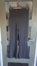 Newlook Black Rib Stretch Elasticated Flare Bootcut Pull On Trousers Size 14