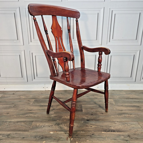 Antique fiddle back armchair - back,
