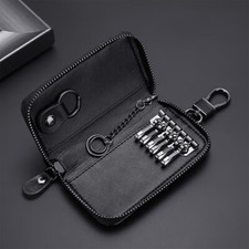Genuine Leather Keychain Holder - Multipurpose Car Key Case and Housekeeper