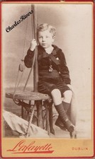 DUBLIN IRELAND CDV BOY IN SAILOR OUTFIT ON MOCK SHIP VICTORIAN FASHION #D4195
