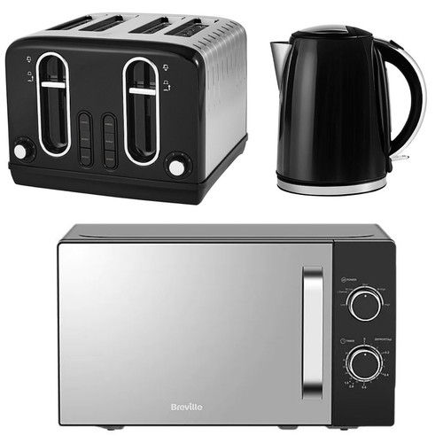 Black kettle toaster and - black,
