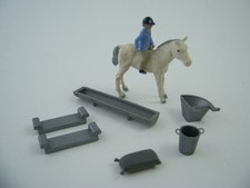 Britains Horse & Rider with Troughs, Bucket and Feed Sack
