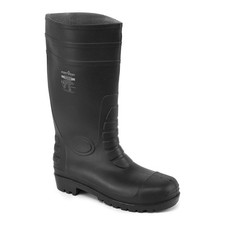 MENS BLACK SAFETY WELLINGTONS WELLIES RIGGER WORK BOOTS STEEL TOE CAP & MIDSOLE