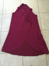 Long Gilet Jacket UK 12 Deep Red/Burgandy Waistcoat Oversized Largenlook