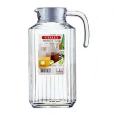 1.8L Glass Fridge Jug With Lid Drink Pitcher Water Cocktail Picnic Milk Non Drip