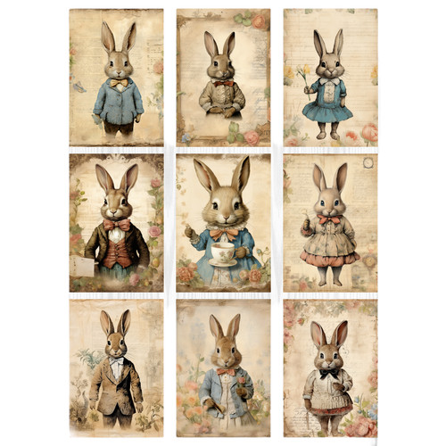 Vintage style ephemera bunny - vintage,