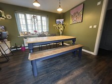 Solid Pine Table, Bench And 2