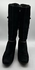 lea foscati boots Size 3 Black Suede Leather Wedges 90s Y2K