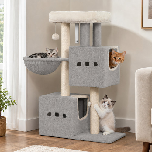 Cat tree tower 112cm light - cat,