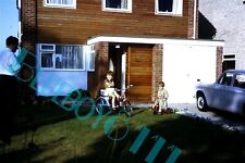  1964 Children On Tricycles in Suburban Garden  35 mm slide.