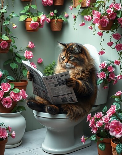 Maine coon toilet metal - , on