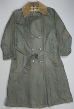Vintage BARBOUR Olive Wax Trench Coat Size 36 Belted Size Small A600 Waxed
