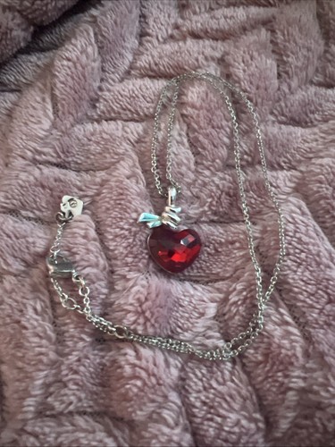 Swarovski heart red with chain - red,